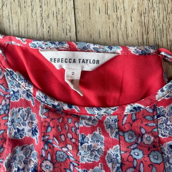 Rebecca Taylor Silk Floral Print Halter Trapeze Dress Coral Blue Women’s Size 2 - Picture 3 of 6